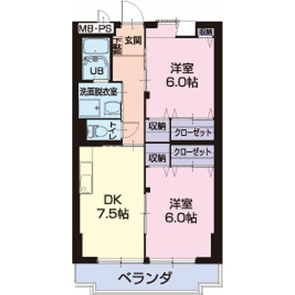リンピアE&A(2DK/2階)の間取り写真