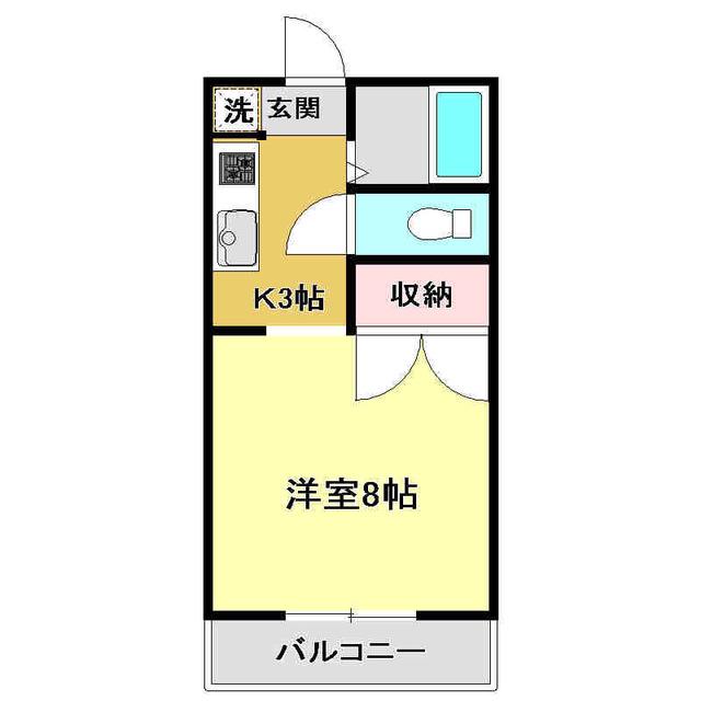 エトワール弥生町(1K/3階)の間取り写真