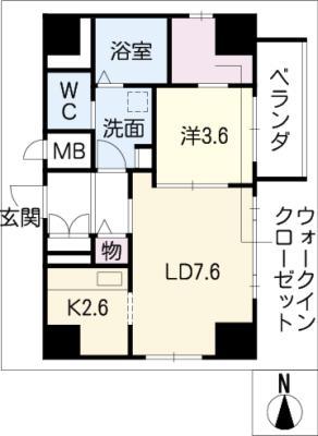 サンステージ桜山(1LDK/5階)の間取り写真