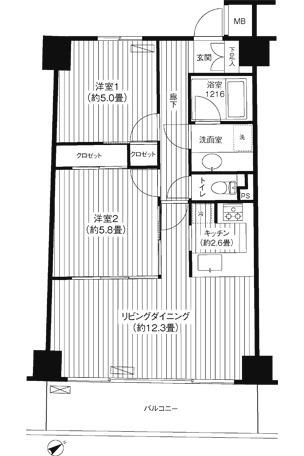 ウィスタ高井戸(2LDK/3階)の間取り写真