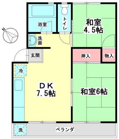 小嶋ハイム1号館(2DK/1階)の間取り写真