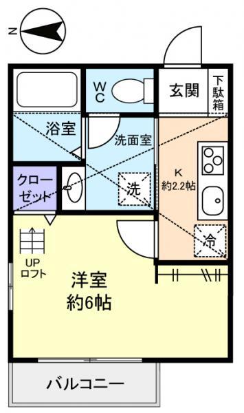 ラ・ミアカーサF・B(1K/2階)の間取り写真