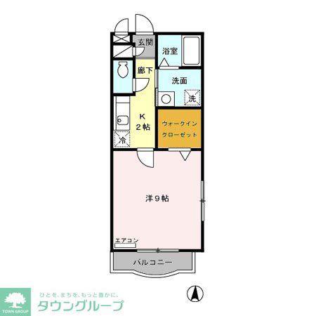 アンソレイユ(1K/2階)の間取り写真