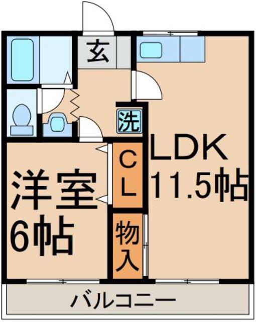 グレース秋川(1LDK/1階)の間取り写真