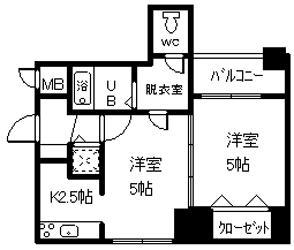 ノルテ1条通弐番館(1DK/9階)の間取り写真