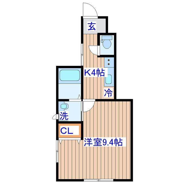 ベルグラン越路II(1K/1階)の間取り写真