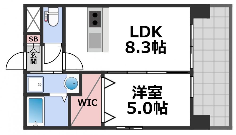 カウニス巽中(1LDK/3階)の間取り写真