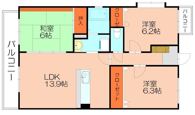 ルミエールアーサ(3LDK/1階)の間取り写真