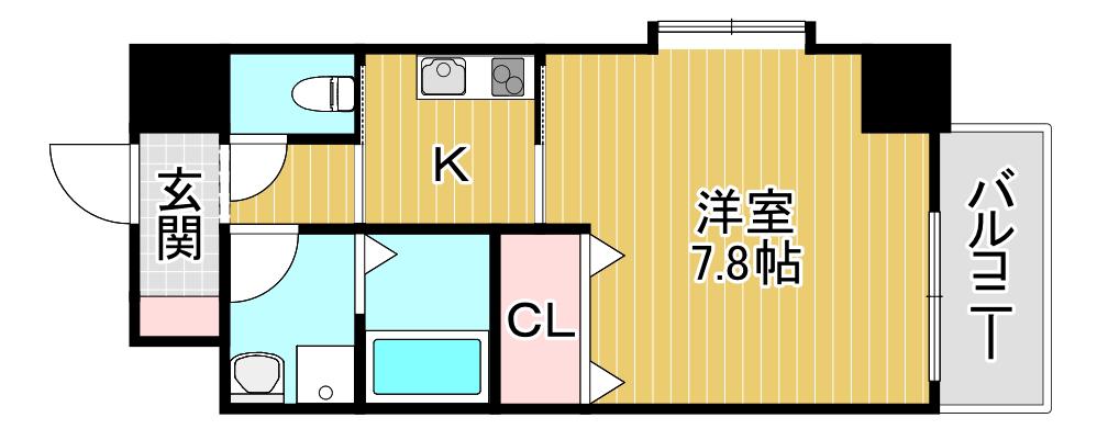 ラクラス高殿(1K/9階)の間取り写真