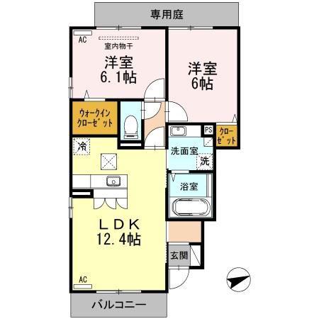 グレイス ソシアM C棟(2LDK/1階)の間取り写真