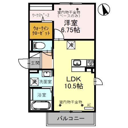グレース若宮(1LDK/2階)の間取り写真