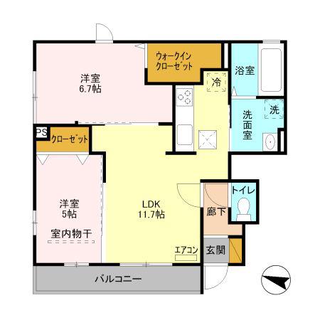 プランドール(2LDK/1階)の間取り写真