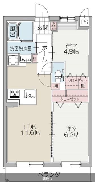 グリーントレジャー(2LDK/2階)の間取り写真