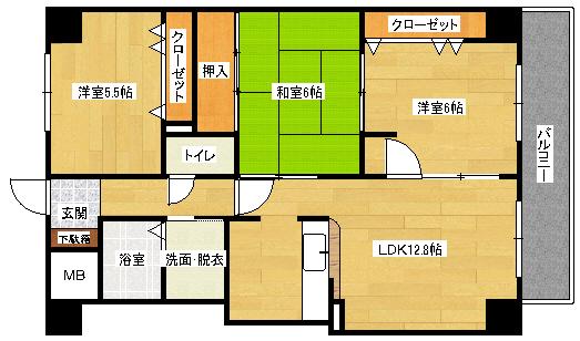 ダイアモンドビュー(2SLDK/4階)の間取り写真