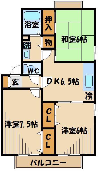 クレスト平山(3DK/2階)の間取り写真
