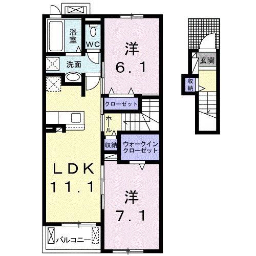 ベル・アルカンシェル(2LDK/2階)の間取り写真