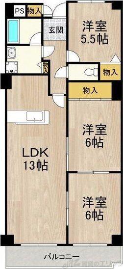 フェルザ南茨木(3LDK/2階)の間取り写真