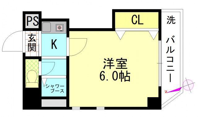 BUILD.K・I(1K/4階)の間取り写真