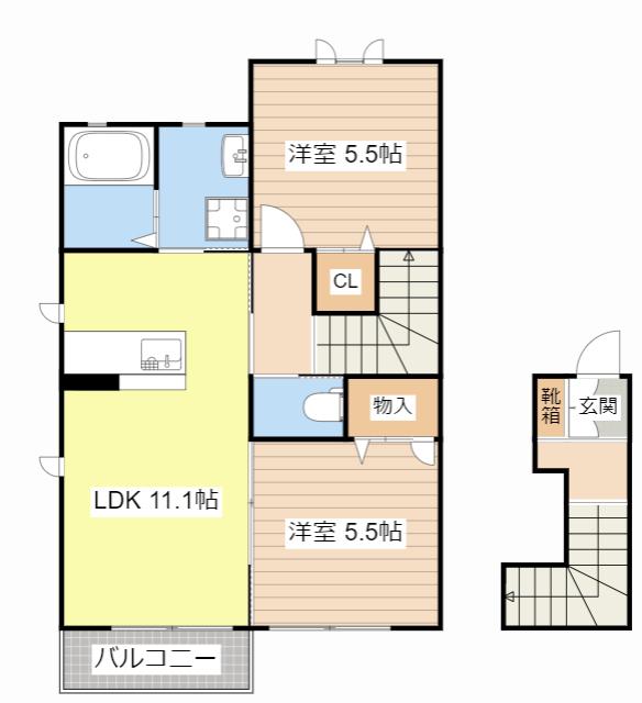 メゾン ド ルミエール(2LDK/2階)の間取り写真