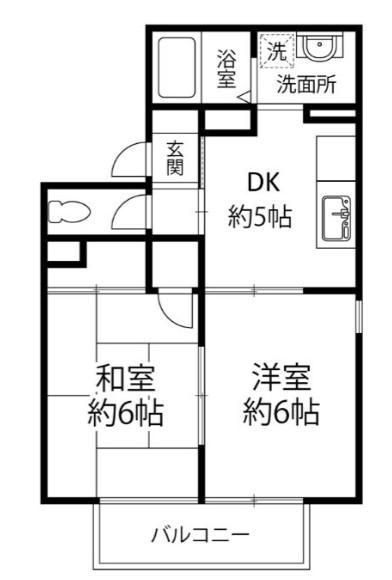 サンパーク作新台(2DK/1階)の間取り写真