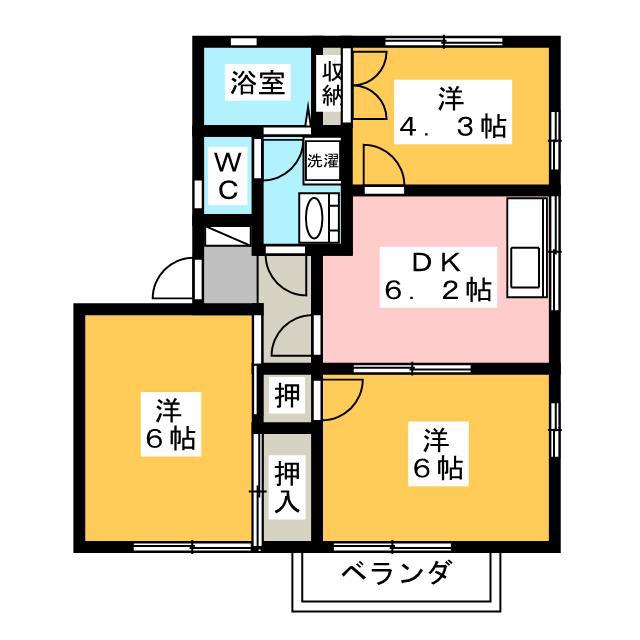 フレグランスT・M E棟(3DK/2階)の間取り写真