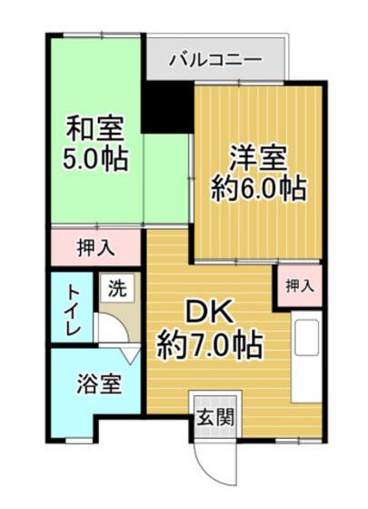 第1吉岡ビル(2DK/3階)の間取り写真