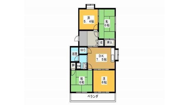 東陽第3ハイツ(4DK/2階)の間取り写真