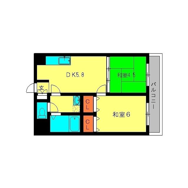 PEARL COURT 春日原(2DK/4階)の間取り写真