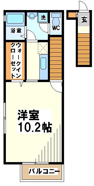 バンシェーネル(1K/2階)の間取り写真