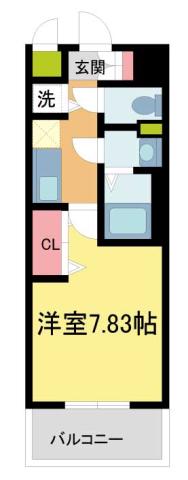 LUXE東灘(1K/8階)の間取り写真
