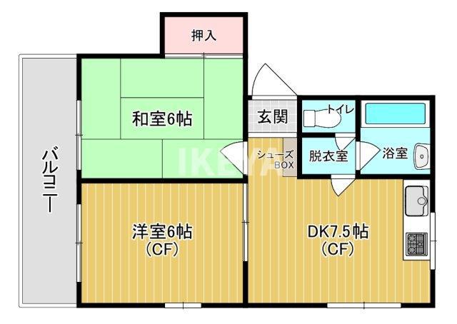 DKハイム(2DK/3階)の間取り写真