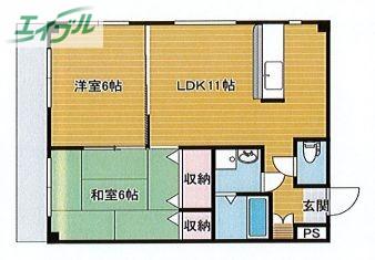スペランザ江並(2LDK/4階)の間取り写真