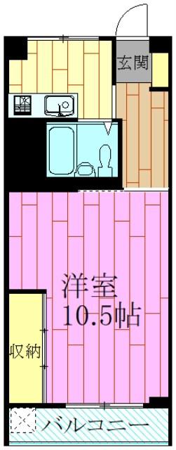 西船橋永谷マンション(1K/6階)の間取り写真