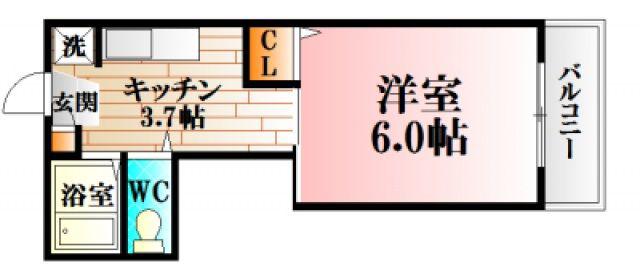 長山ビル(1K/2階)の間取り写真