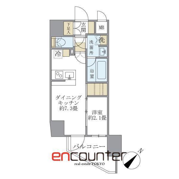 アジールコート町屋(1DK/13階)の間取り写真