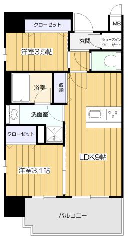 スプランディッド新大阪VIII(1SLDK/2階)の間取り写真