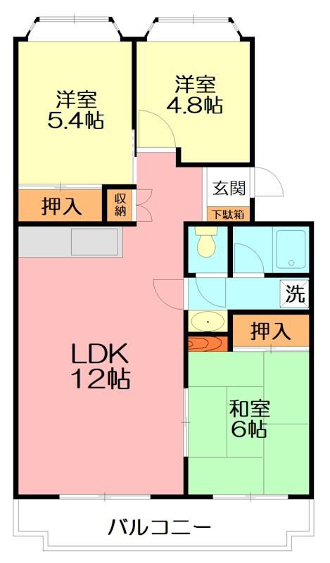 ハイツ崇善(3LDK/1階)の間取り写真