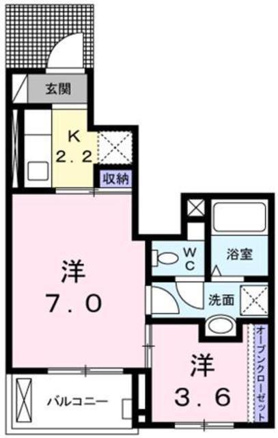 ラスタハウス(1SK/1階)の間取り写真