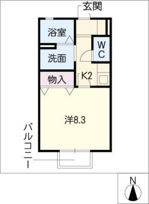 セジュール若竹(1K/1階)の間取り写真