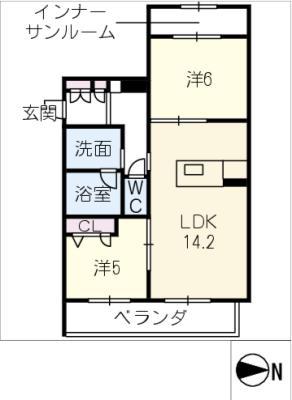 リラフォート刈谷(2LDK/1階)の間取り写真