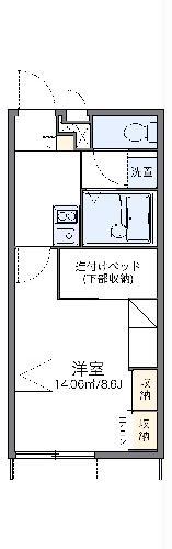 レオパレス赤れんが(1K/1階)の間取り写真