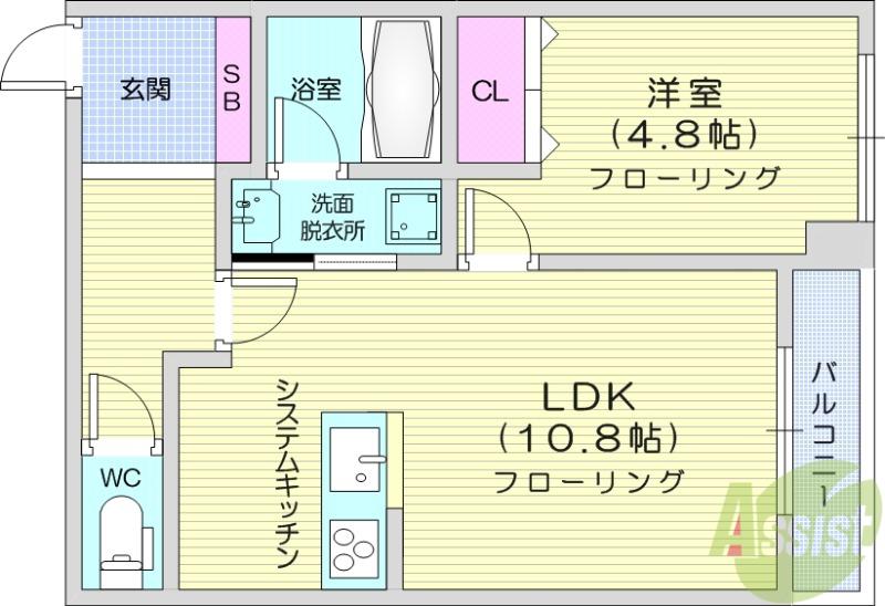 ARISTIO(1LDK/3階)の間取り写真