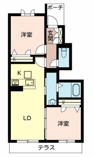 シャーメゾン恵我II(2LDK/1階)の間取り写真