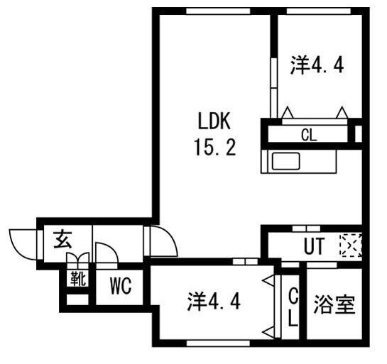 グラシオン(2LDK/1階)の間取り写真