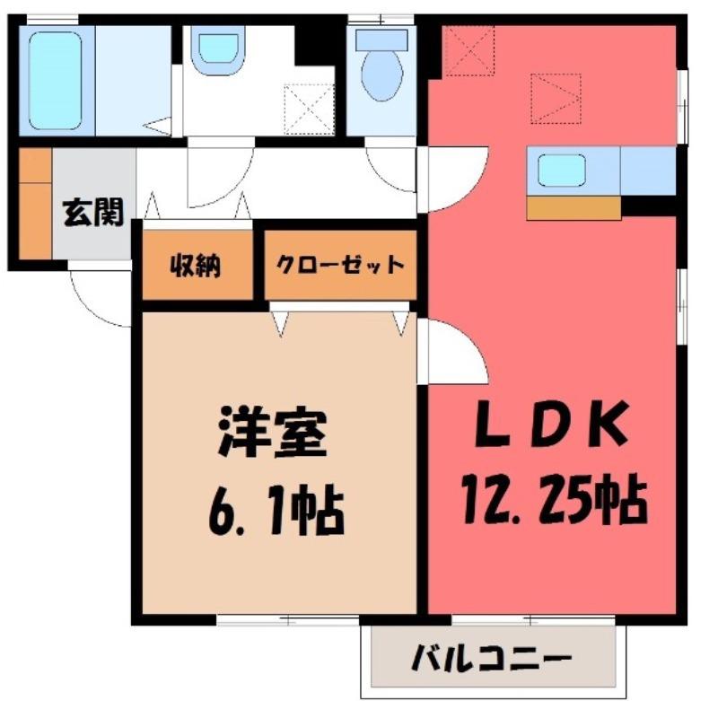 サンファーストB棟(1LDK/1階)の間取り写真