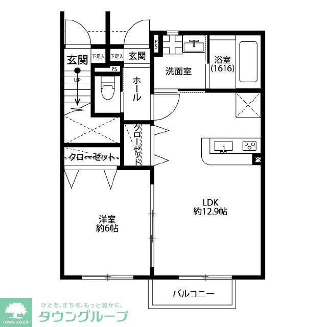 RIVER WOOD HISA(1LDK/1階)の間取り写真