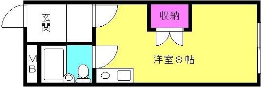 シュロス宮西(ワンルーム/1階)の間取り写真