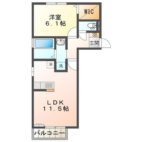 ジークレフ(1LDK/2階)の間取り写真
