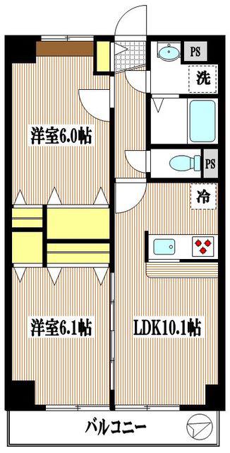 ヴィクトワール(2LDK/4階)の間取り写真