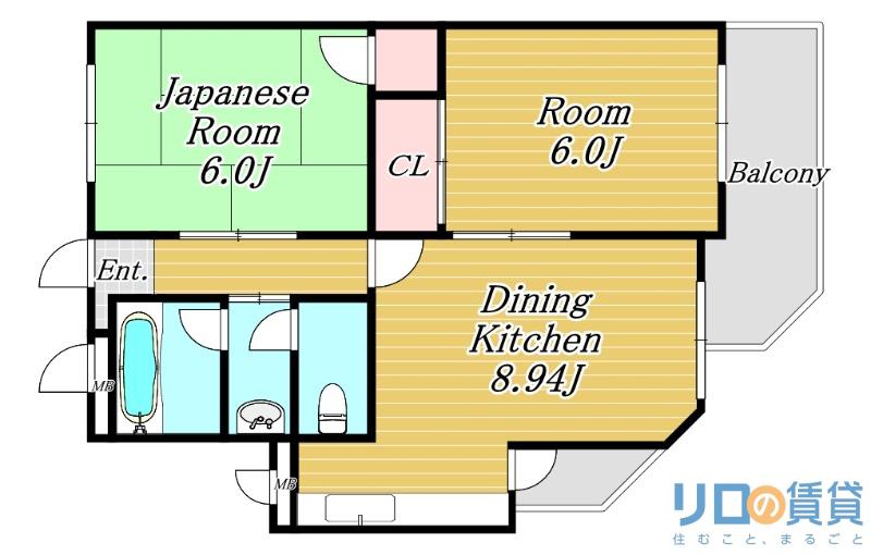 須賀の森シティハイツ(2DK/5階)の間取り写真